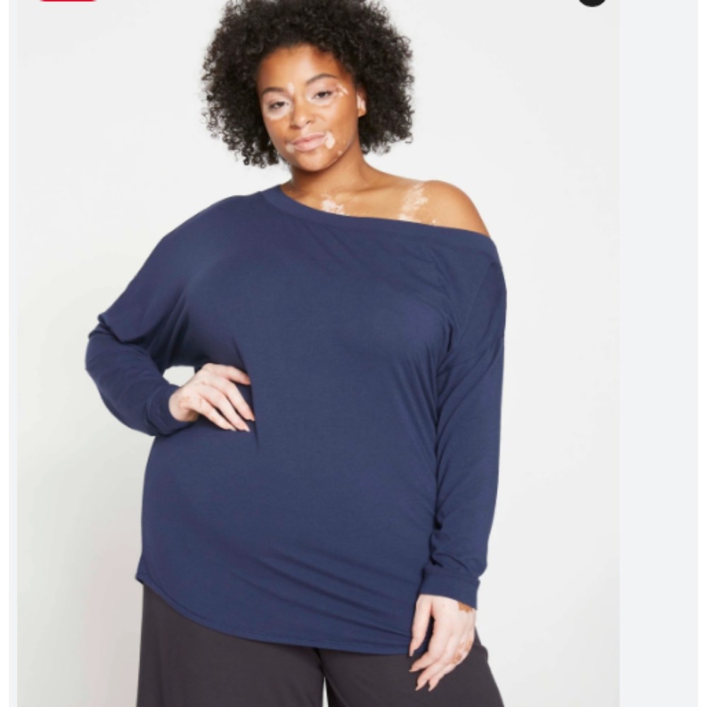 Universal Standard Navy Dolci Long Sleeve Top - Size S = 14-16